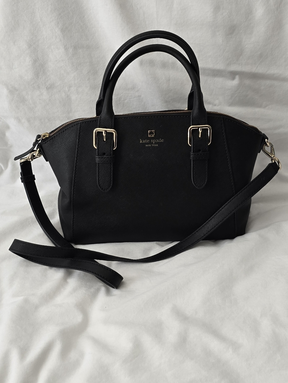 kate spade Black Saffiano Satchel with Detachable Shoulder Strap